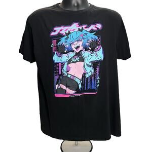 FAKE NERO Neon Fang Rebel Vampire Anime Girl Rave 2022 T-Shirt Size Large